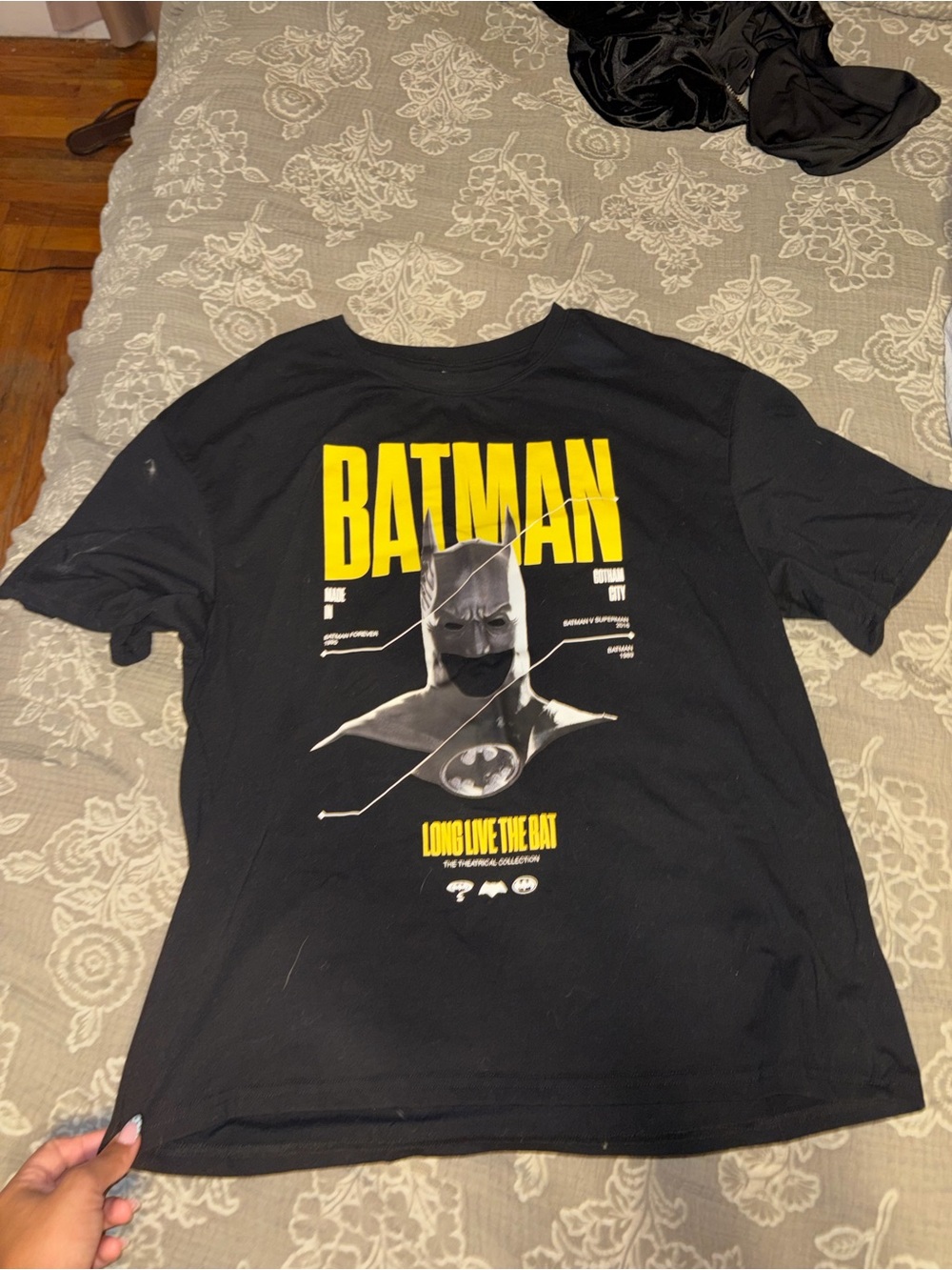 Batman Black Short Sleeve Tee with Yellow Print
